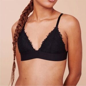 Pepper Everyday Lace Bralette Size XL Black Wire Free Unlined Comfy Loungewear